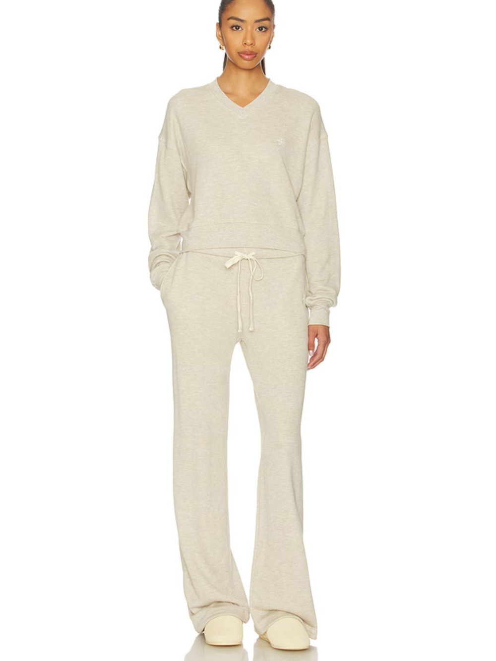 Eterne oversized wide leg sweatpants in heather oatmeal